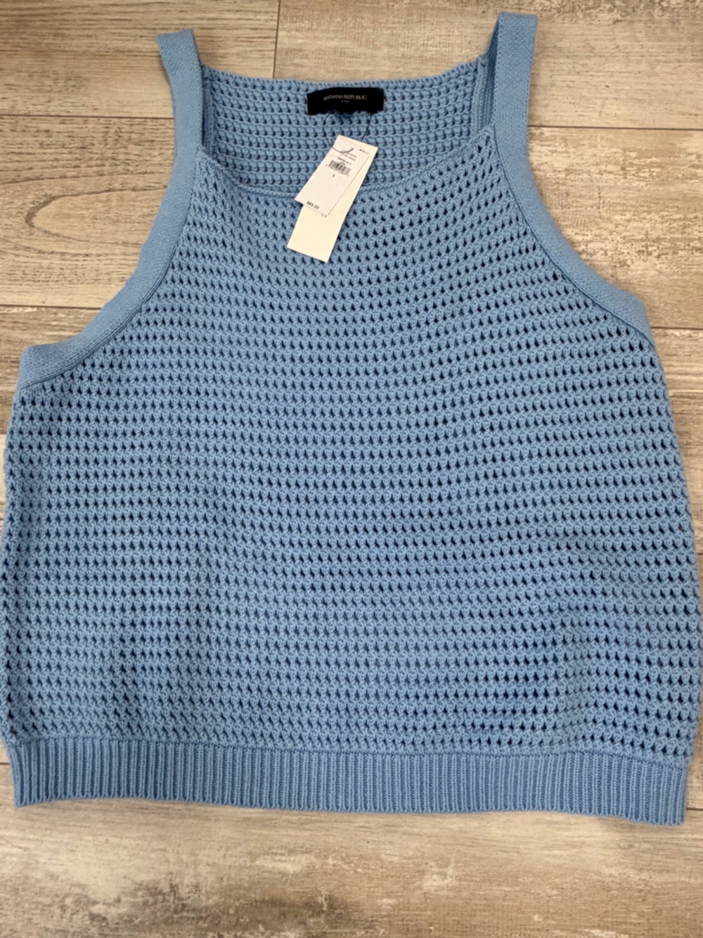 Banana Republic Textured Ribbed Sweater Tank in light blue -size L NWT